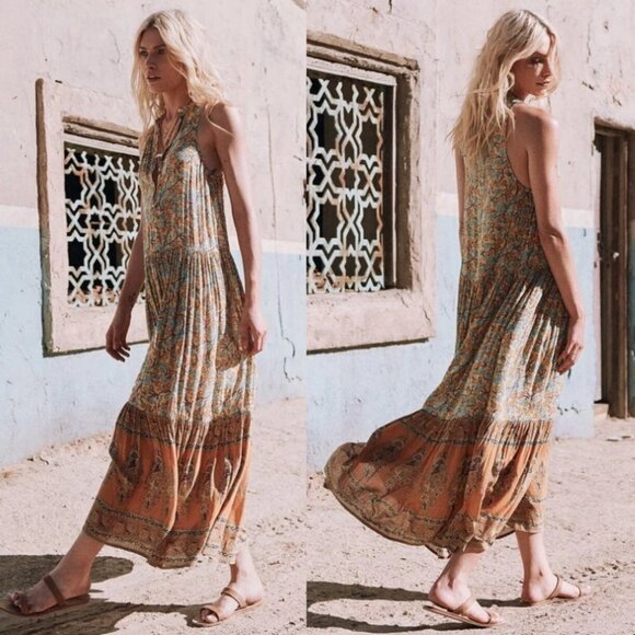 SPELL and The Gypsy Collective Delirium Maxi‎ Dress Gold Size XXS Romantic Boho - Picture 14 of 15